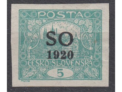 5h modrozelená, nezoubkovaná, zk.Gilbert, Nr.SO3, * po nálepce