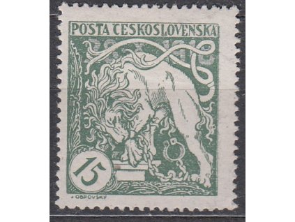 15h světle zelená, Hz., zk.Gilbert, Nr.27Aa, * po nálepce, malá výrobní dv na rubu