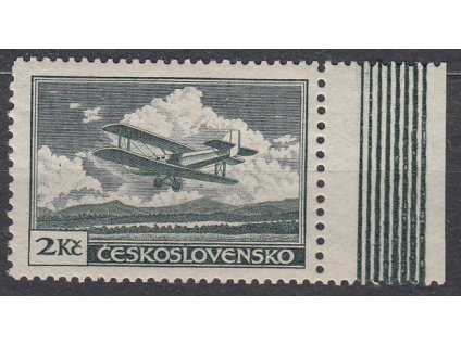 2Kč zelená, Řz.13 3/4:12 1/4, krajový kus, zk.Gilbert, Nr.L9A, **