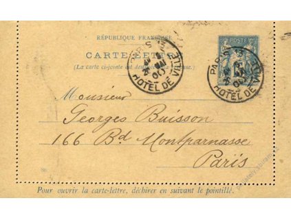 1900, DR Paris Hotel de Ville, zálepka MiNr.K6