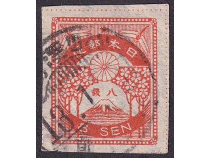 Japonsko, 1923, 8 S Znak, MiNr.167, razítkované, lom v růžku