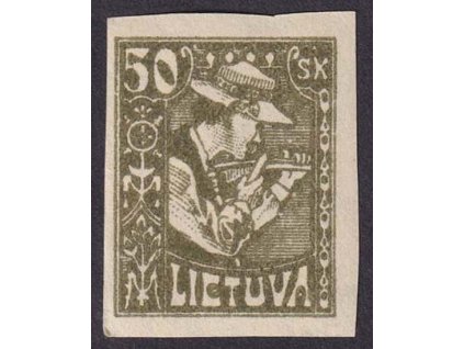 Lietuva, 1921, 50 Sk Zemědělec, MiNr.92U, * po nálepce