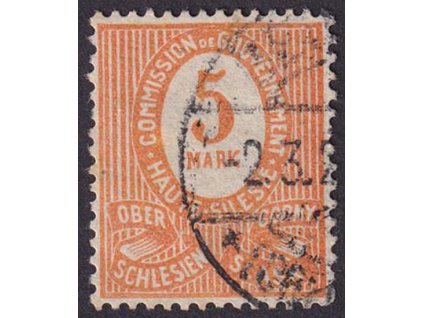 Oberschlesien, 1920, 5 M oranžová, MiNr.9, razítkované, dv