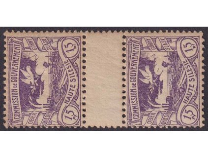 Oberschlesien, 1920, 15 Pf meziarší, MiNr.17ZS, * po nálepce