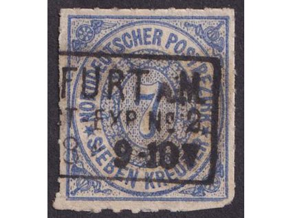 Norddt. Postbezirk, 1868, 7 Kr modrá, MiNr.10, razítkované