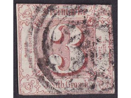 Thurn a Taxis, 1859. 3 Sgr hnědočervená, MiNr.17, razítkované