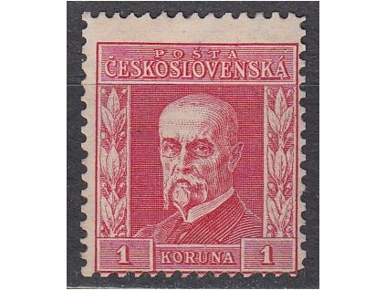 1Kč TGM, III.typ. pr. 5, zk.Gilbert, Nr.197, * po nálepce