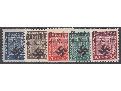 5-30h Znak, 5 hodnot s přetiskem ABERTHAM 4.X.38, **