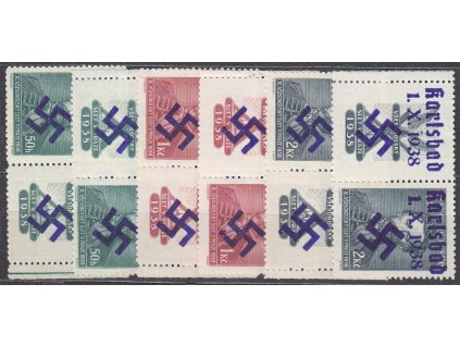 50h-2kč Fugner, L+P kupony s přetiskem KARLSBAD 1.X.38, **