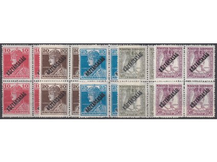 10-50f Karel a Zita, přetisk Köztársaság, 4bloky, známky platné v ČSR, **