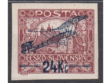 24Kč/500h hnědá, nezoubkovaná, Nr.L2A, * po nálepce, neznatelná nálepka