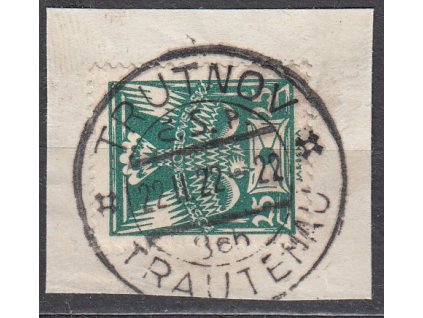 Výstřižek se zn. 25h zelená s razítkem TRUTNOV 22.2.22 - 22