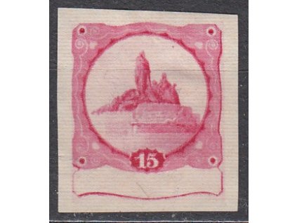 Nerealizovaný návrh na zn. 15h Hus, na známkovém papíru bez lepu, cca 1920