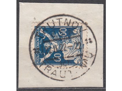 Výstřižek se zn. 60h modrá s razítkem TRUTNOV 22.2.22 - 22, zajímavé datum