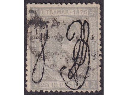 Puerto Rico, 1876, 25 C s přepisem poštmistra, MiNr.8I, razítkované