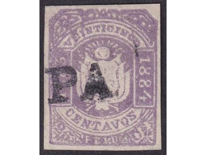 Peru, 1883, 25 C Znak, nevydaná, MiNr.IV, razítkované