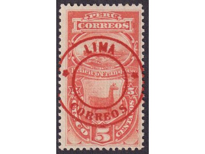 Peru, 1881, Lima, 5 C s přetiskem, MiNr.12, * po nálepce
