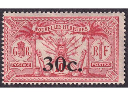 Nové Hebridy, 1920, 30C/10C přetisková, MiNr.72, * po nálepce