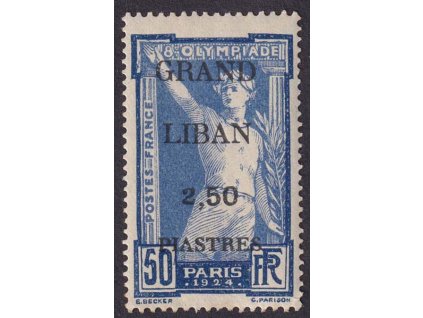 Libanon, 1924, 2.50Pia/50C přetisková, MiNr.25, **