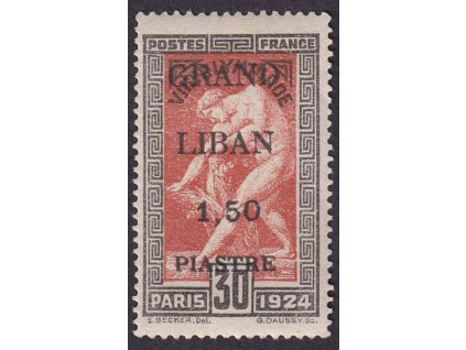 Libanon, 1924, 1.50Pia/30C přetisková, MiNr.24, **