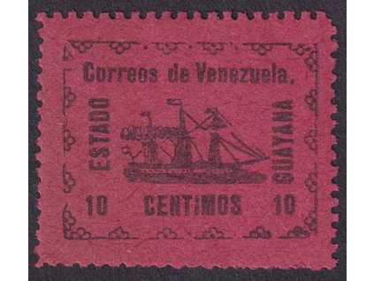 Venezuela, Guyana, 1903, 10 C Loď, MiNr.20I, * po nálepce