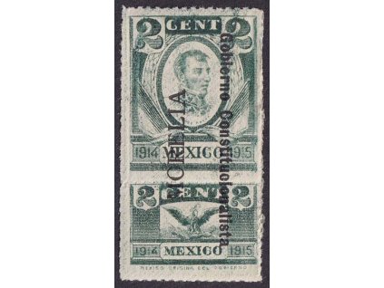 Mexiko, Morelia, 1914, 2 C kolková známka, * po nálepce