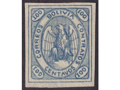 Bolivie, 1867, 100 C Orel, MiNr.4, (*) , nepatrné zeslabení