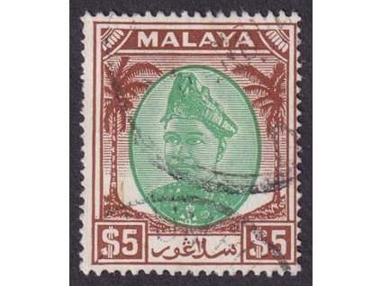 Selangor, 1949, 5 Dolarů Sultán, MiNr.73, razítkované