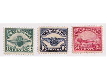 USA, 1923, 8-24 C letecká série, krátký zoubek, MiNr.286-288, */**