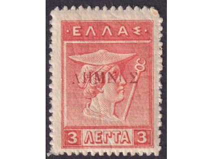 Lemnos, 1912, 3 L Hermes s přetiskem, MiNr.19b, **