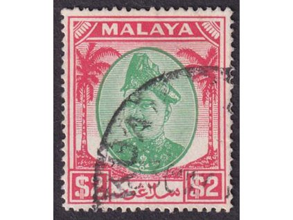Selangor, 1949, 2 Dolary Sultán, MiNr.72, razítkované