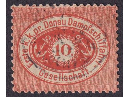 Donaupost, 1870, 10 Kr červená, MiNr.4, razítkované, zeslabeno - viz. foto