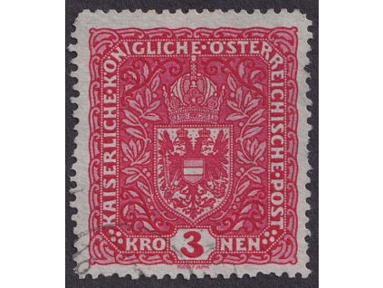 1917, 3 Kr Znak, MiNr.205II, razítkované, krátké zoubky