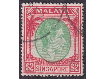 Singapore, 1948, 2 Dolarů Jiří VI., MiNr.19, razítkované