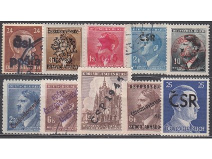 10 ks hodnot s revolučními přetisky, různé hodnoty a přetisky, **/*/razítkované