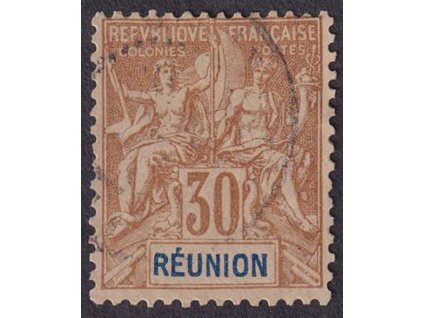 Reunion, 1892, 30 C Alegorie, MiNr.40, razítkované