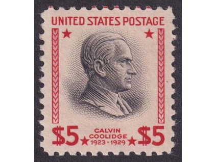 USA, 1938, 5 Dolarů Coolidge, Nr.441A, * po nálepce