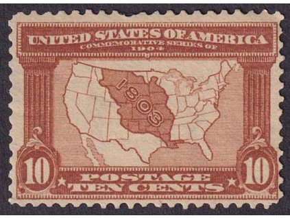 USA, 1904, 10 C Výstava St. Louis, MiNr.158, * po nálepce, chybí zub
