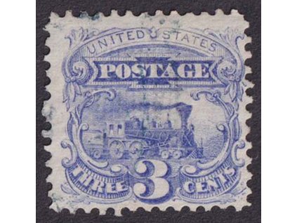 USA, 1869, 3 C Lokomotiva, MiNr.28, razítkované