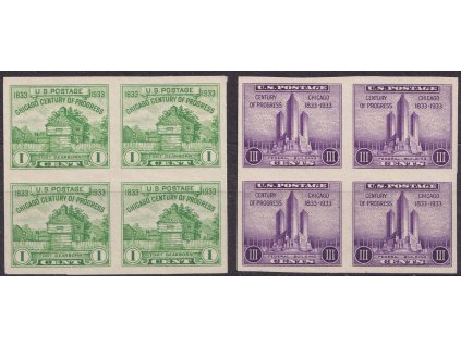 USA, 1933, 1 a 3 C Výstavní 4bloky z aršíků, MiNr.355B,356B, (*)