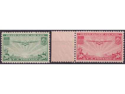 USA, 1937, 20-50 C letecká série, MiNr.400-1, ** , archové lomy