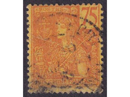 Indočína, 1904, 75 C Motiv, MiNr.36, razítkované, výrobní vlom