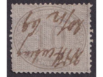 Norddt. Postbezirk, 1869, 10 Gr šedá s přepisem, MiNr.25, kvalita - viz. foto