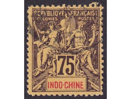 Indočína, 1892, 75 C Alegorie, MiNr.14, razítkované