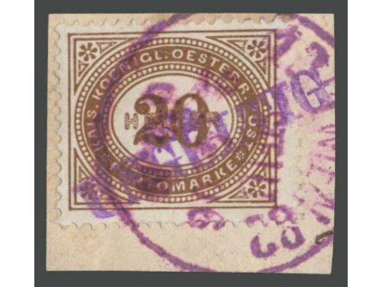 1900, 20H doplatní, výstřižek, fialové WIEN + UNGÜLTIG