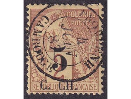 Cochinchina, 1886, 5(c)/2C Alegorie, MiNr.3, razítkované