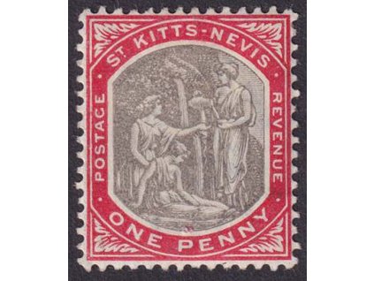 St. Kitts-Nevis, 1903, 1 P Výjev, MiNr.2, * po nálepce