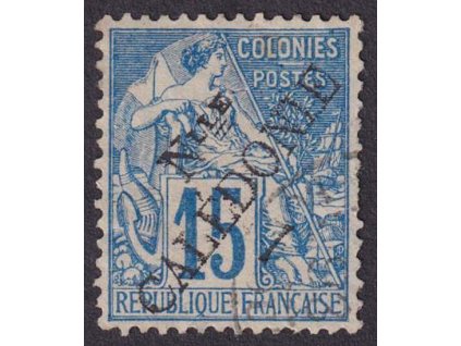 Nová Kaledonie, 1892, 15 C Alegorie s přetiskem, MiNr.25, razítko, dv