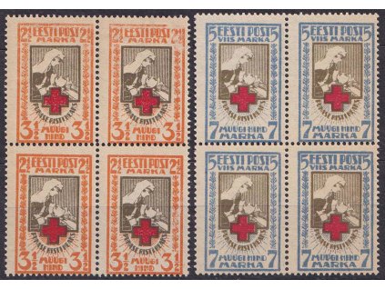 Eesti, 1921, 2 1/2-5M série Červený kříž, MiNr.29-30A, **/* , 4bloky