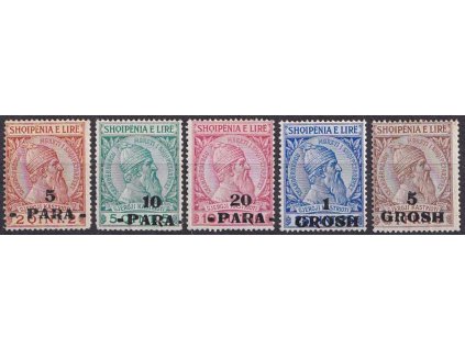 1914, 5PARA/2Q-5GROSH/1Fr série, MiNr.41-44,45, * po nálepce, chybí